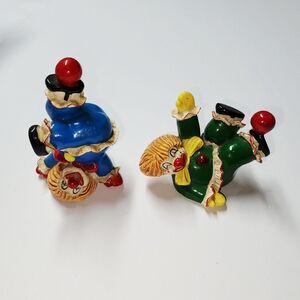 Vtg 1983 George Good Tumbling Clown Figurine Set of 2 Porcelain Circus Decor 80s